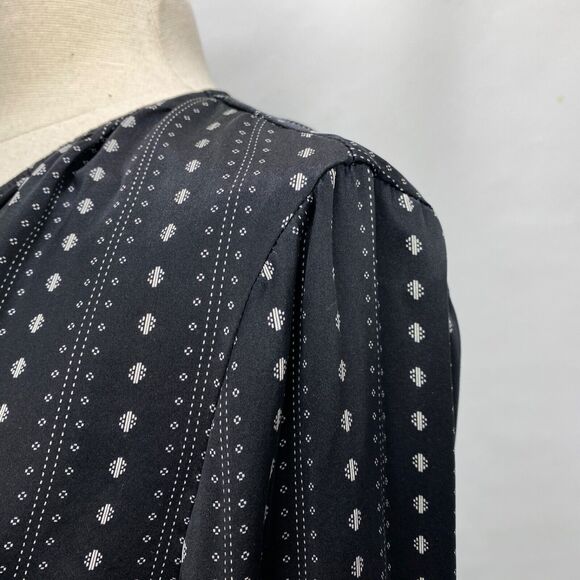 Ecru Womans Black Silk Blouse Small Button Front Long Sleeves Career Casual New - Picture 8 of 15